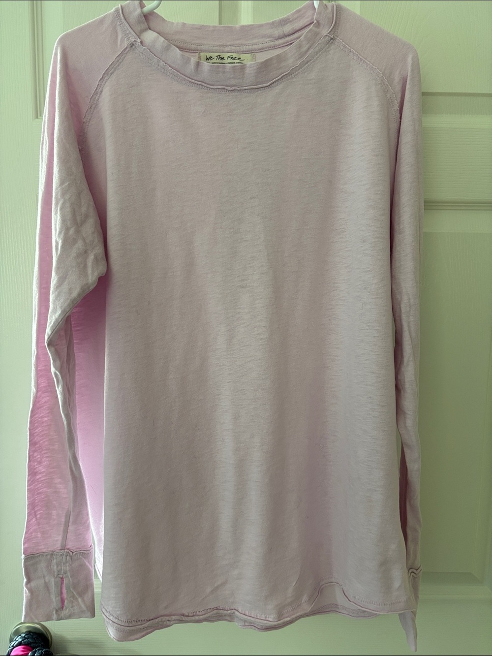 Free People We The Free Pink Long Sleeve Arden Tee with Thumb Holes